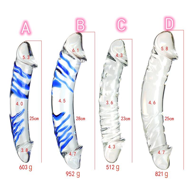 VaHppy Jumbo Glass Anal Plug Dildos Masturbators for Women for Gay Dual Head Available Friction Pellets