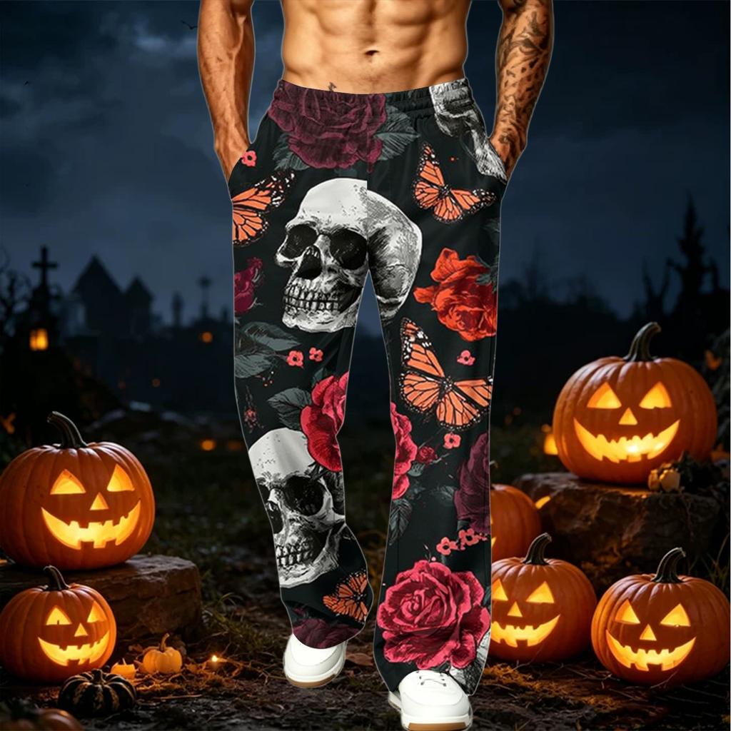 Men's Loose Fit Cargo Pants with Pockets Casual Printed Waist Joggers