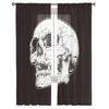 Schwarzer Totenkopf Gesichter Knochen Kunst Vorhang für Wohnzimmer Transparente Tüll Vorhänge Fenster Sheer für das Schlafzimmer Zubehör Dekor