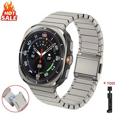 Luxury Titanium Alloy/Stainless Steel Strap for Samsung Galaxy Watch Ultra 47mm/Ultra 2025 Strap NoGap Metal Band Magnetic Buckl