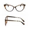 Fashion Cat Eye Design Leopard Print Women Anti-Blue Light Glasses Big Frame Transparent Lens Vision Care Computer Eyeglasses