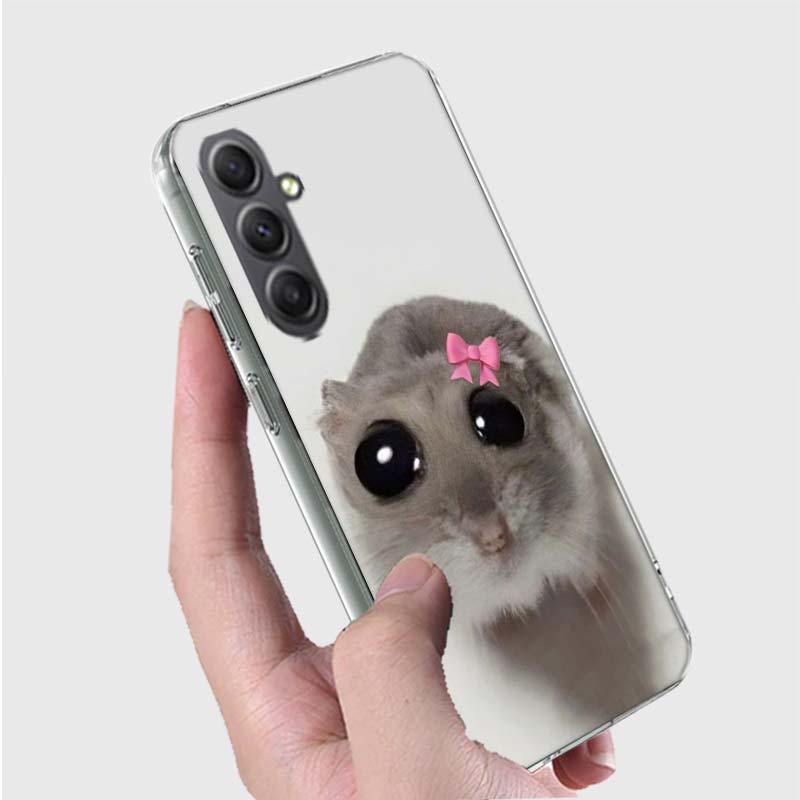 Funny Sad Hamster Meme Phone Case for Samsung A16 A26 A36 A56 A17 A37 A57 A07 A06 A02S A03 A04S A05S Galaxy Note 20 10 A50S A71