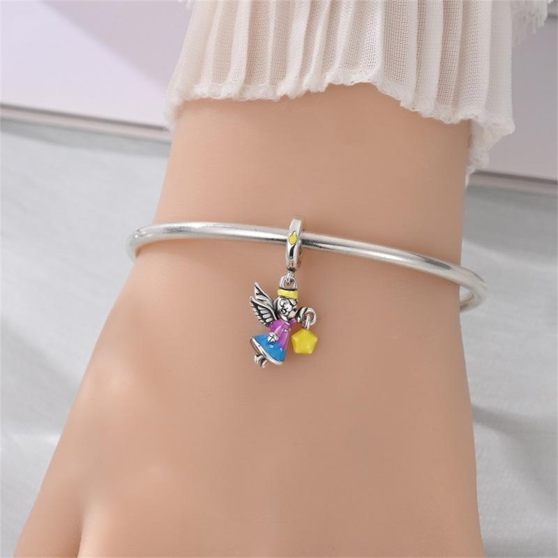 Luminous Pendant Copper Lantern Angel Pendant Beads Charms Fit For The Brand'S Diy Bracelet Women Jewelry Girlfriend Gifts