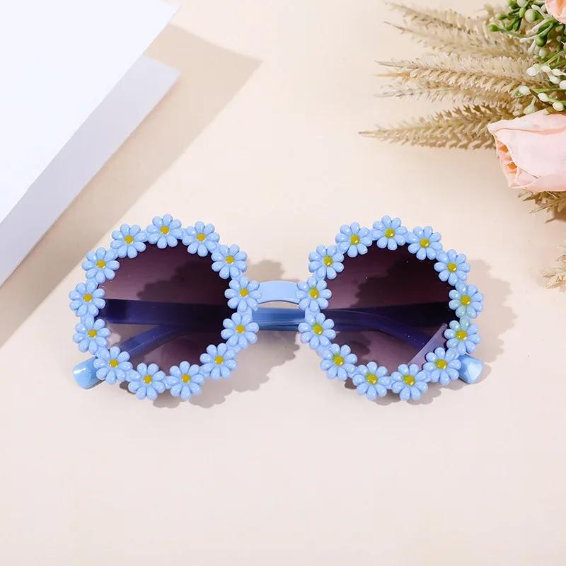 Girl Sunflower Round Flower Cute Ladies Fashion Sun Shade Glasses Children's Daisy Sunglasses Child Matching Sunglasses