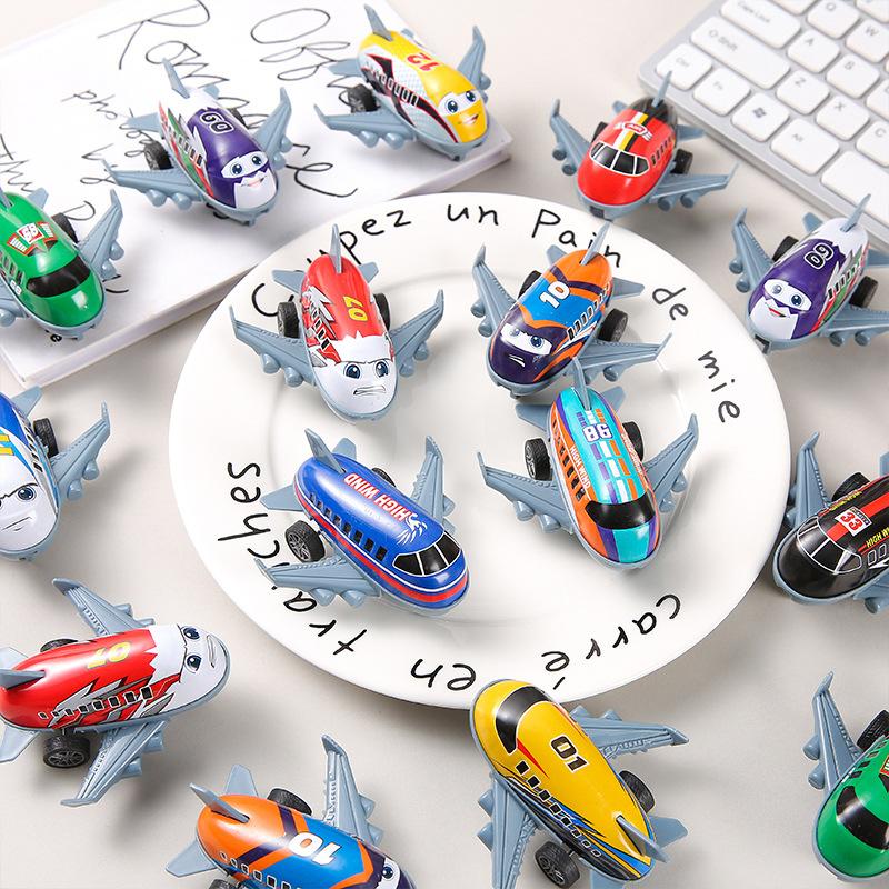 Rebound Small Aircraft Children Cartoon Mini Alloy Taxiing Passenger Plane Toys Model Inertial For Metal Sheet Metal Airplanes