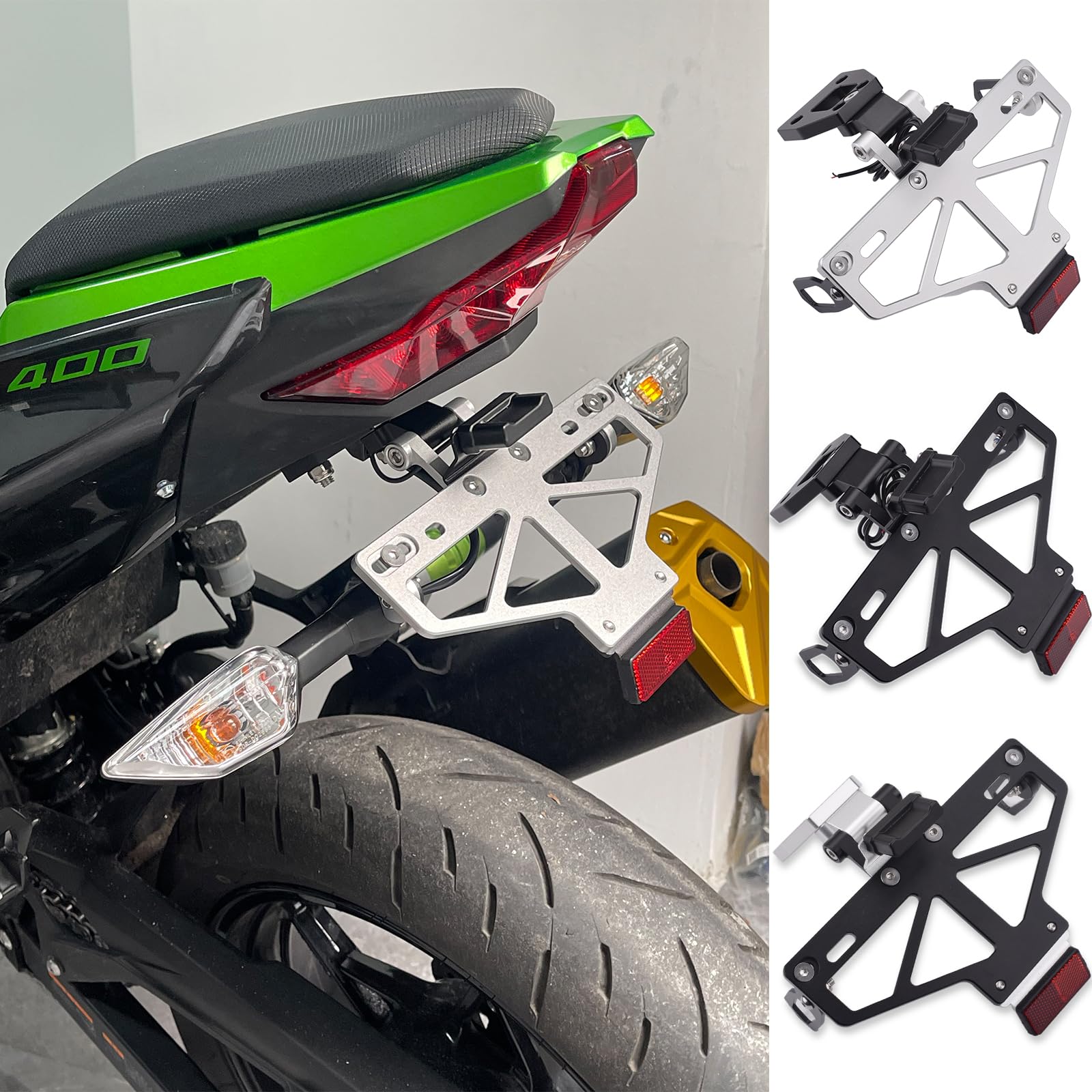 

Комплект для удаления заднего крыла мотоцикла для Kawasaki Ninja 400 Z400 и Ninja 250 Z250 Алюминий и (2018-2024 гг.) (2019-2024 гг.) - (Черное серебро)