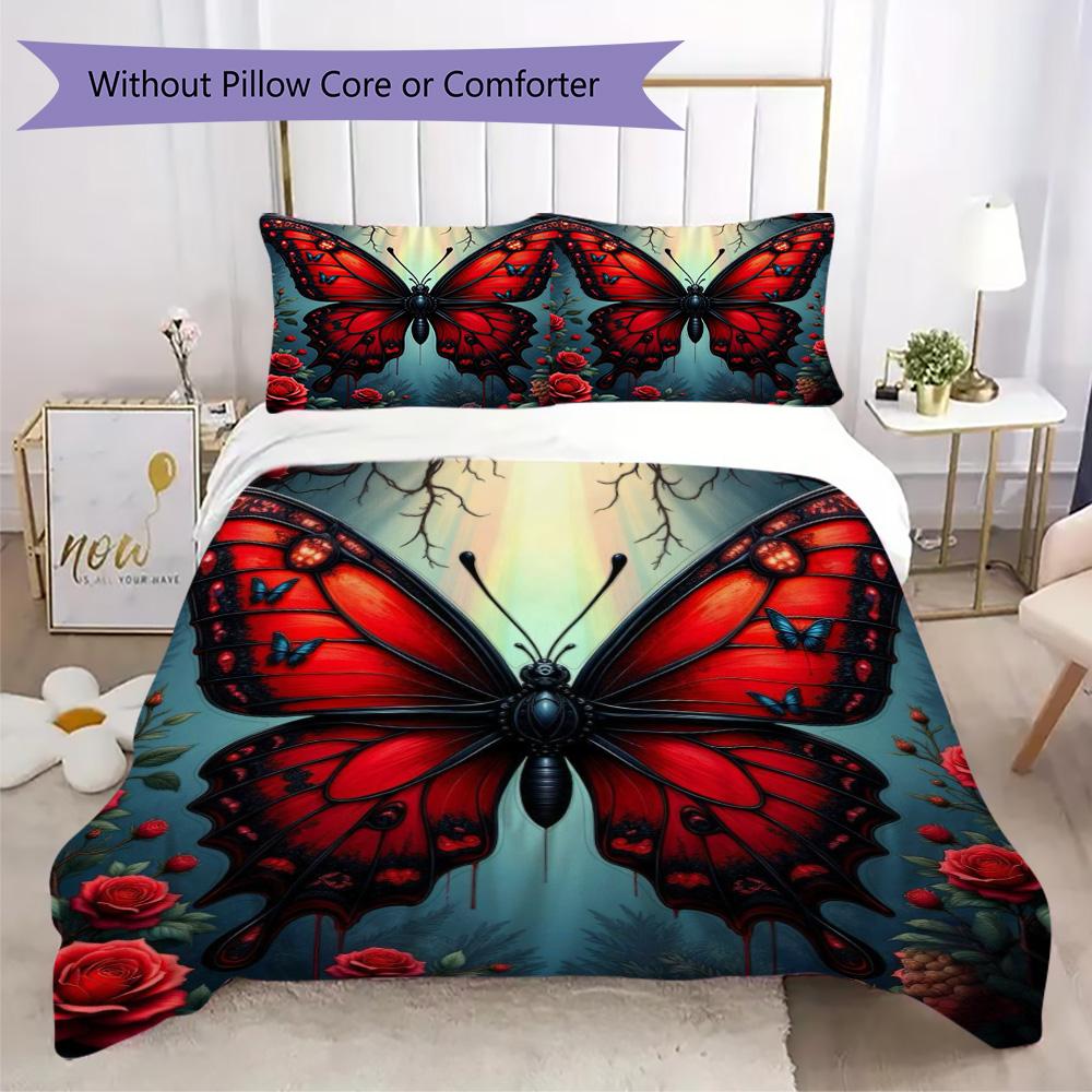 

Mystical Black Cat & Purple Rose Print Bedding Set, Gothic Fantasy Bed Linen Duvet Cover Set(1 * duvet cover + 2 * pillowcase, without core) 135x200cm