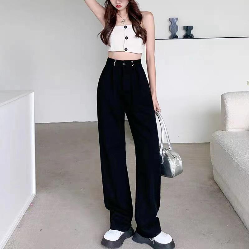 

Light High-Waist Wide-Leg Drape Jeans for Women Medium