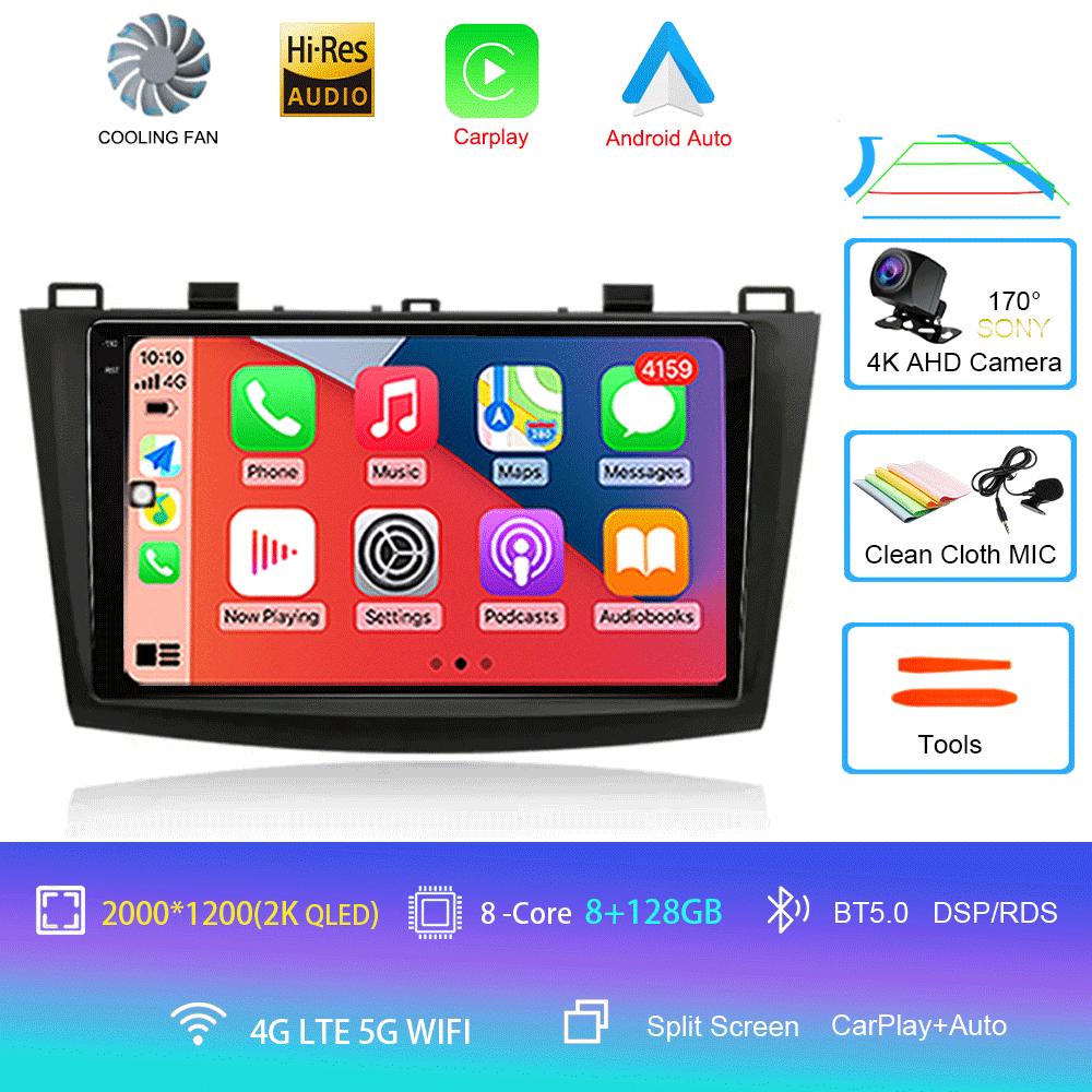 Android 14 For Mazda 3 2009-2013 Video Player Car Radio Multimedia Stereo Navigation Carplay Speakers Head Unit Audio GPS 2 Din