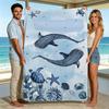 Cartoon Ocean Dolphin Wave Throw Blanket Balcony Patio Reading Nook Warm Blanket Guest Den Living Room Office Presents