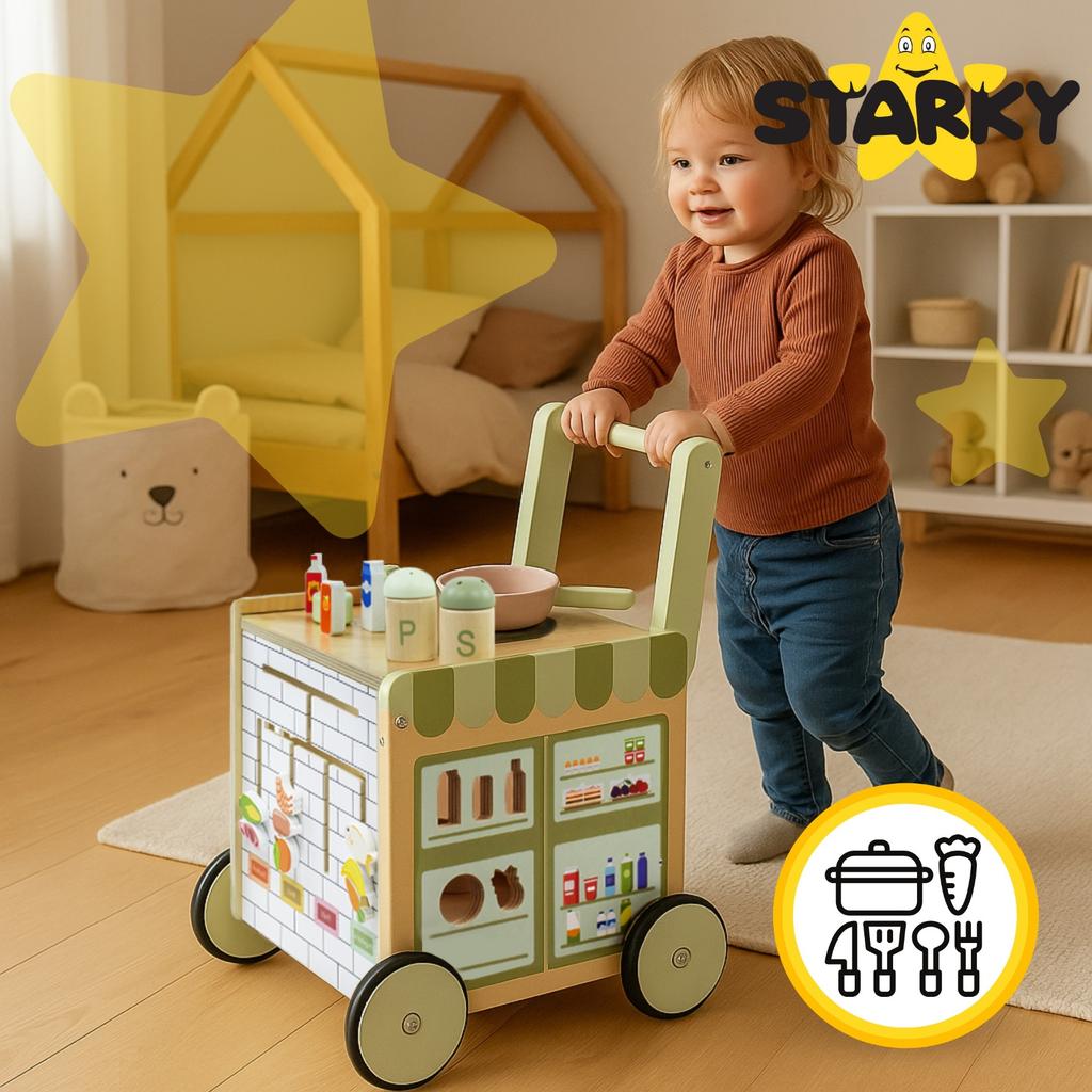 Ride-on pusher walker wooden educational table kitchen solid children