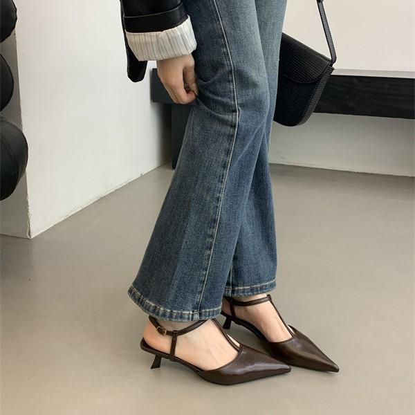 2025 spring and autumn new pointed high heels women's fashion versatile sandals thin heel bag head women's shoes