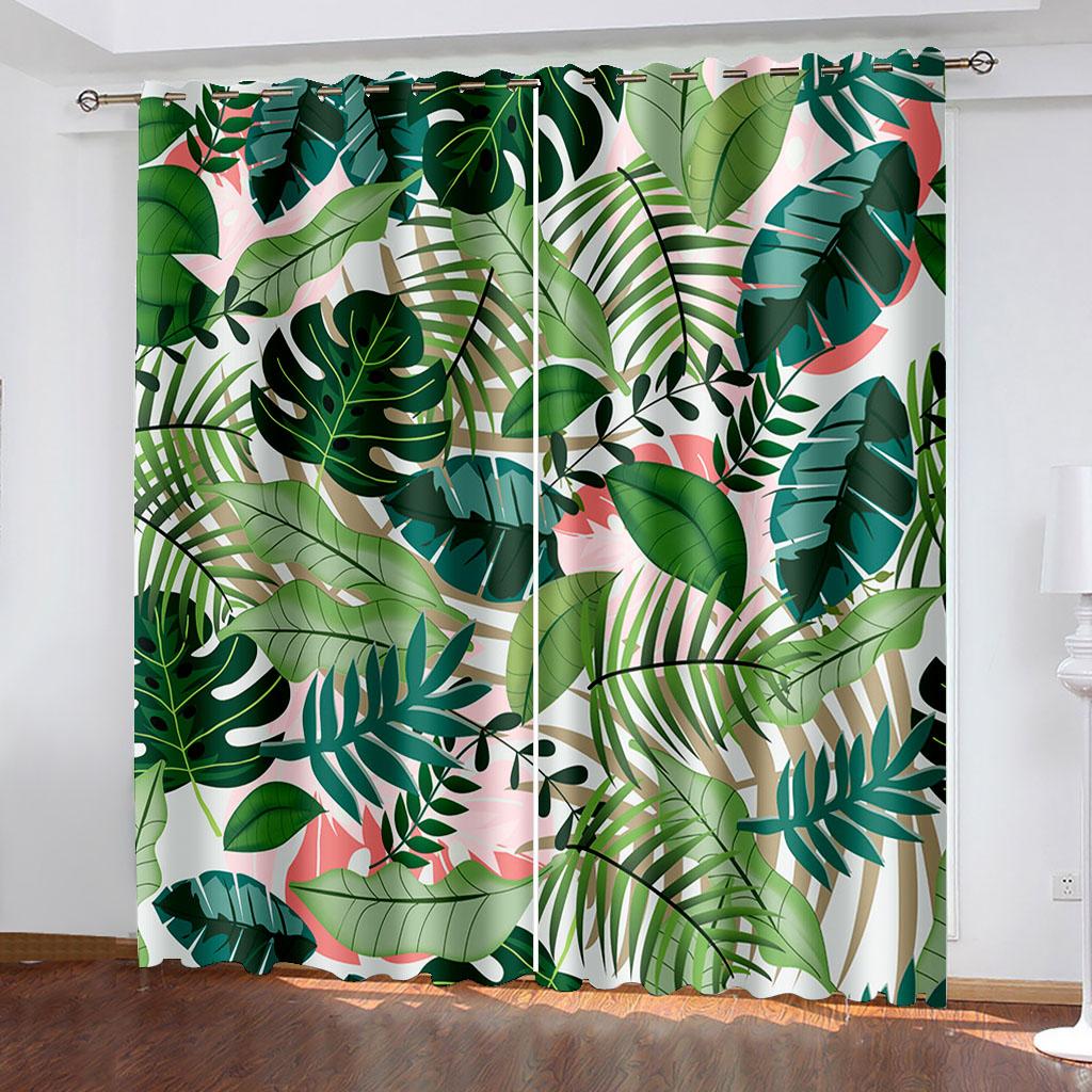 Tropische Pflanze INS Digitaldruck Vorhangmuster Wohnzimmer Schlafzimmer Wohnumgebung Dekoration 90g Polyesterfaser zwei Paneele