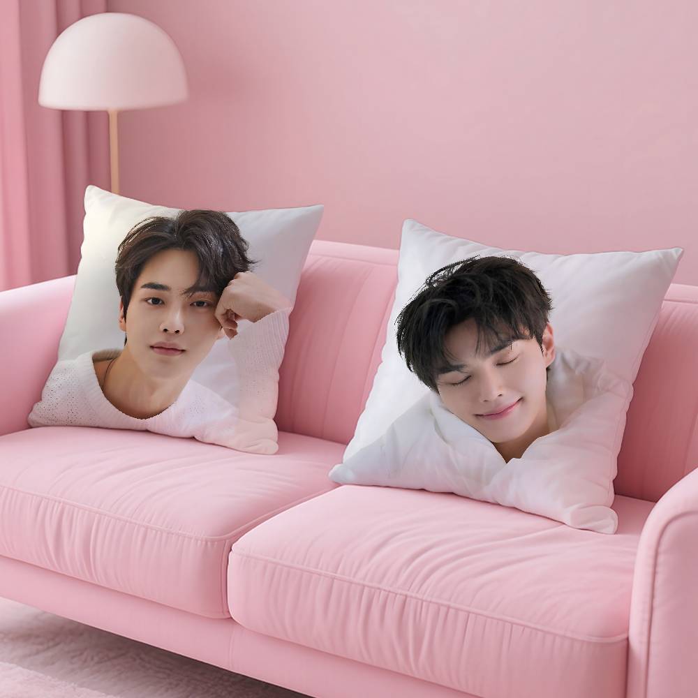 Kpop Style Actor Hot S-Song Kang Pillow Case Anti-Dustmite Pillowcase Invisible Zipper Silky Short Plush Sofa Cushion Cover