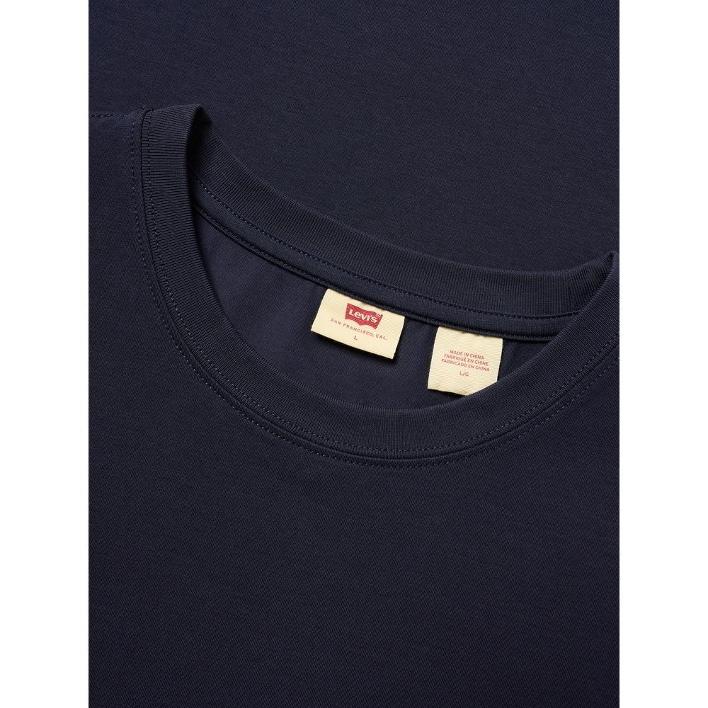 Levis Loose Casual Letter Logo Ribbed Round Neck Short Sleeve T-Shirt Men Tops Navy-Blue 002XA-0001