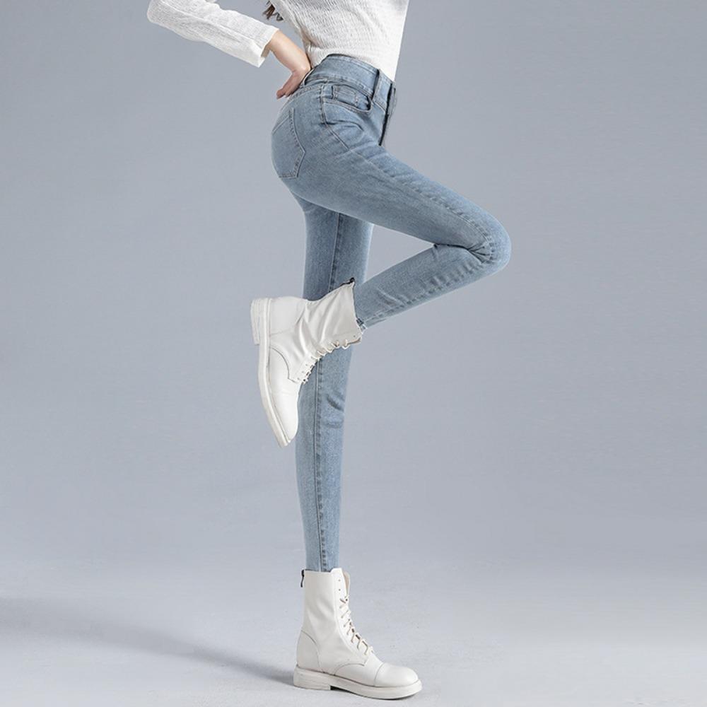 Small-footed Jeans Women's High-waisted 2025 New Autumn and Winter Clothing Elastic, Slim and Thin, Tight Pencil Pants