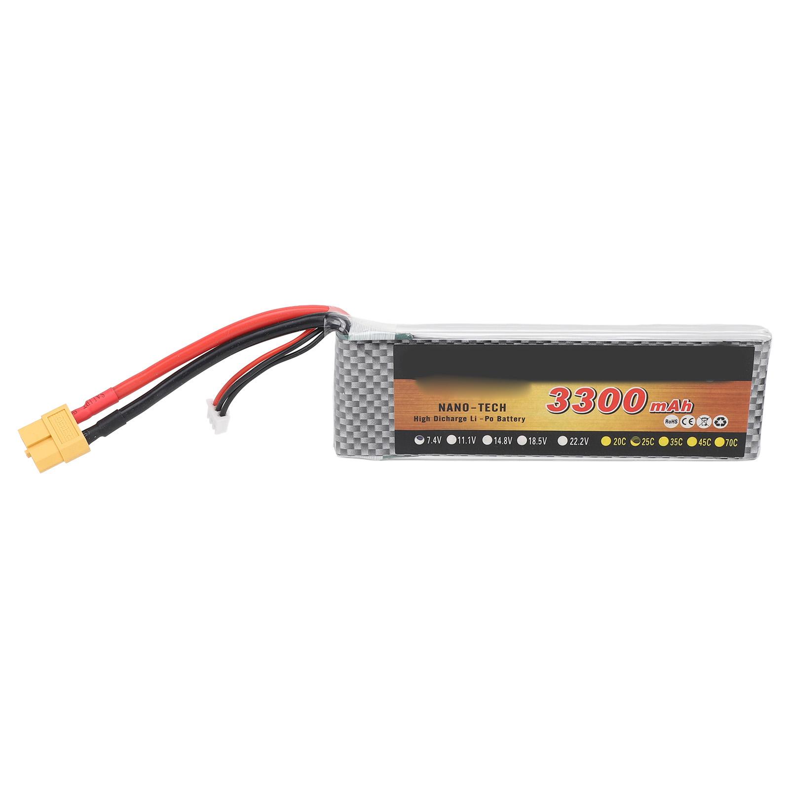 

7.4V 3300mAh 25C XT60 RC Lithium Battery for 1/8 1/10 RC Car Truck Quadcopter Helicopter Boat