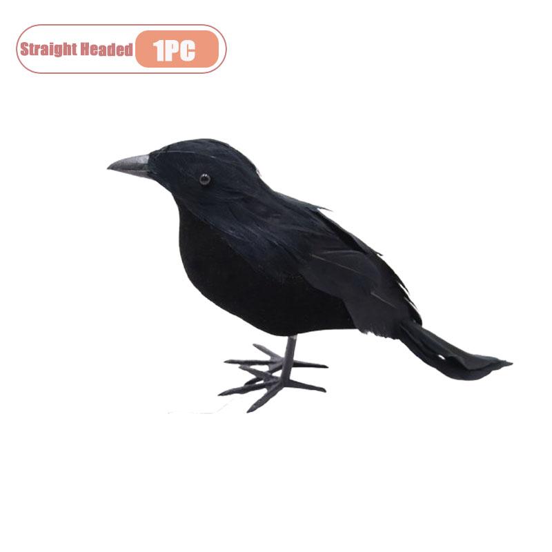 1-9PCS Artificial Black Raven Flocked Feathers Halloween Ghost Party Decoration Spooky Bird Model for Graveyard Scene Prop Favor