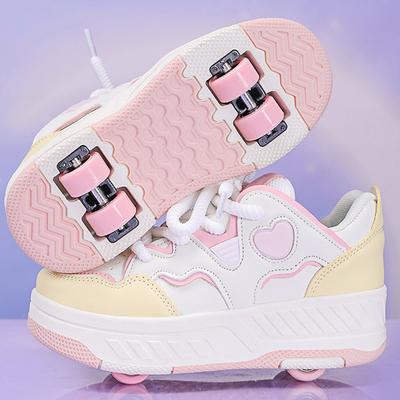 Zapatos para niños/niñas 29-40 con ruedas Patinaje deportivo de cuatro ruedas Zapatos de patinaje extraíbles Zapatos deportivos