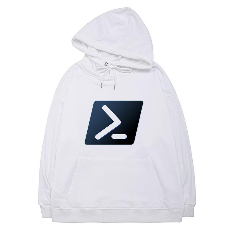 Cheap Autumn Powershell Print Unisex White Hoodies Drawstring Pocket ...