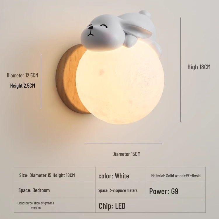 Nordic Moon Astronaut Wall Light for Kids' Rooms - Creative Cartoon Bedside Lamp for Boys and Girls.