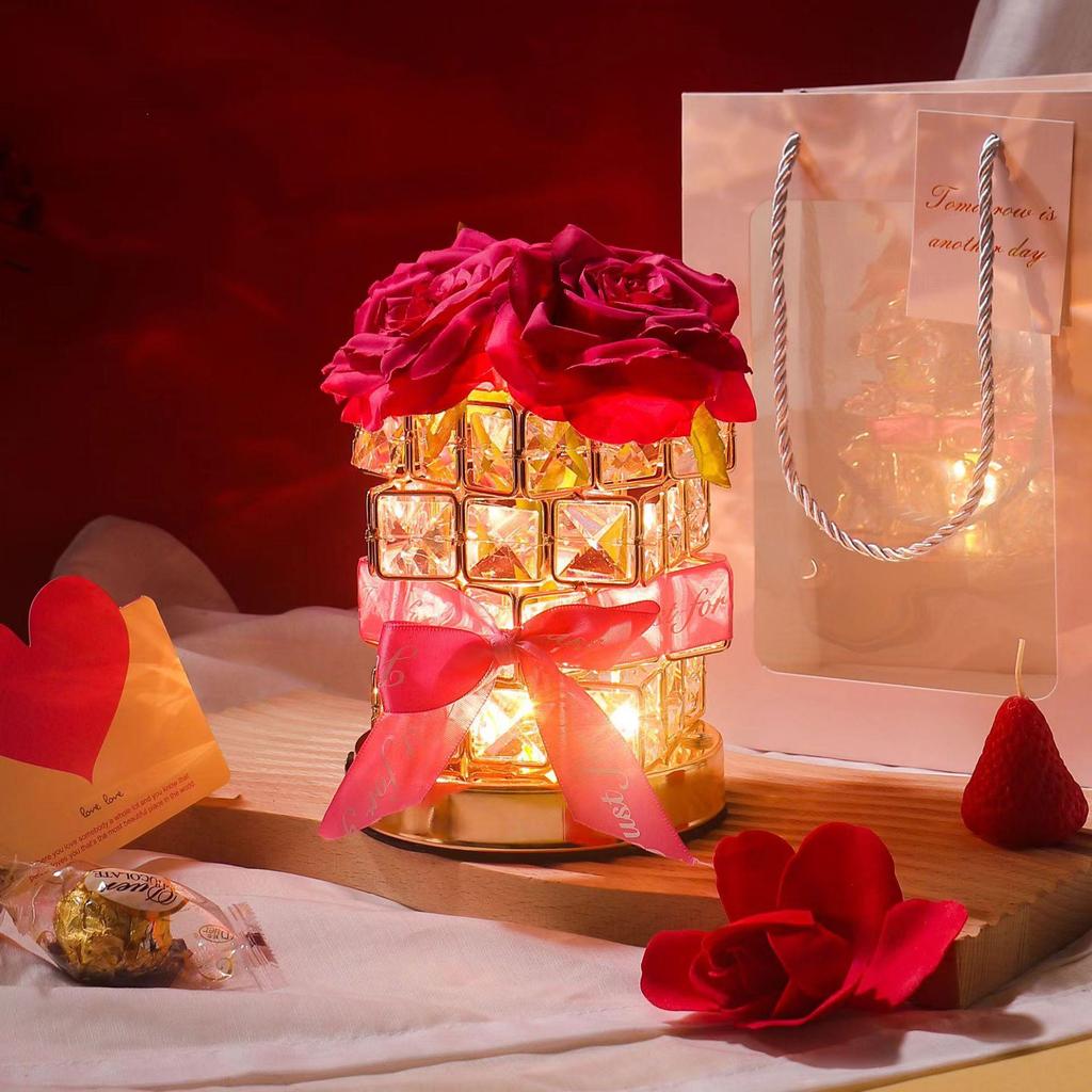 Romantic Rose Cube Table Lamp - Perfect for Birthdays, Qixi, or Valentine's Day