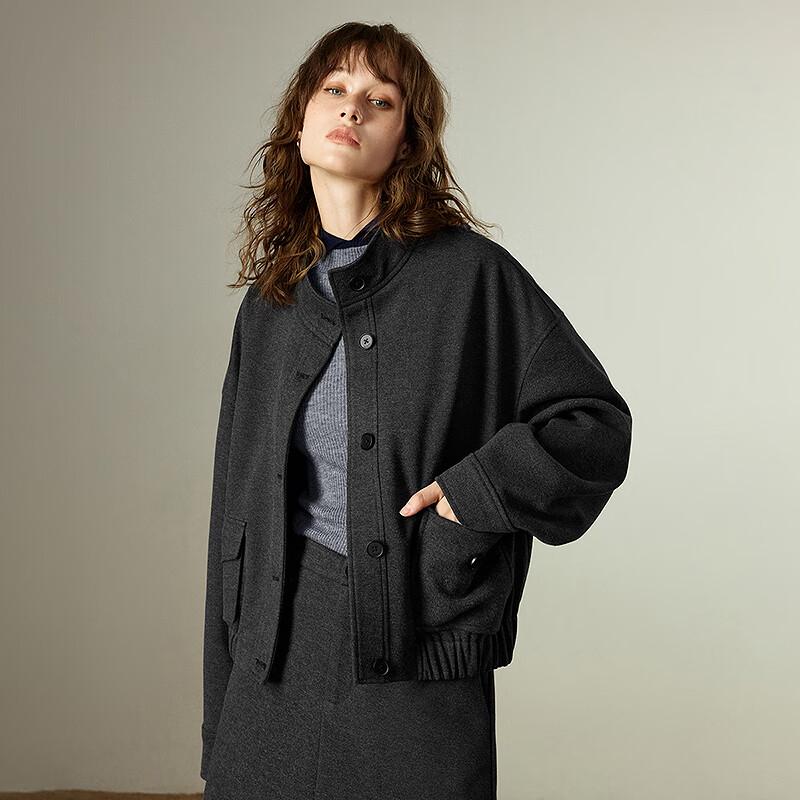 Chuyu Women's 2025 Winter Stand Collar Wool Blend Loose Jacket