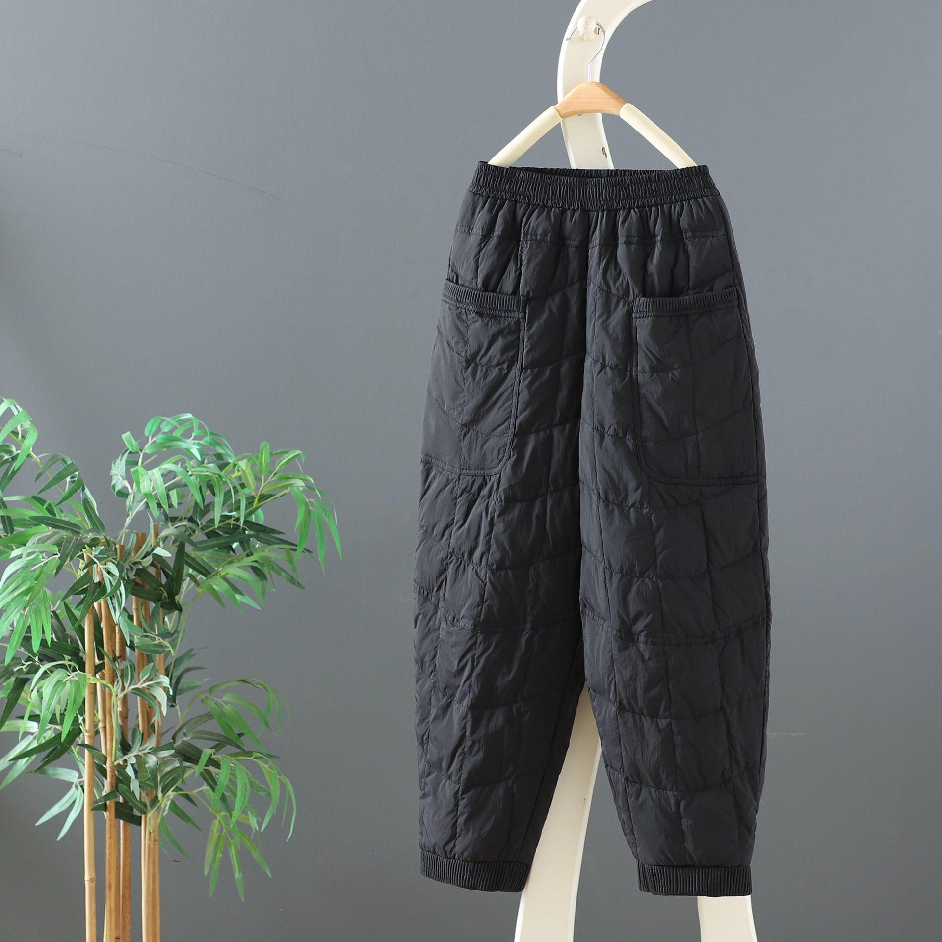 Women s Retro Winter 2025 Down Cotton High Waist Warm Loose Pants M (below 100 jin)