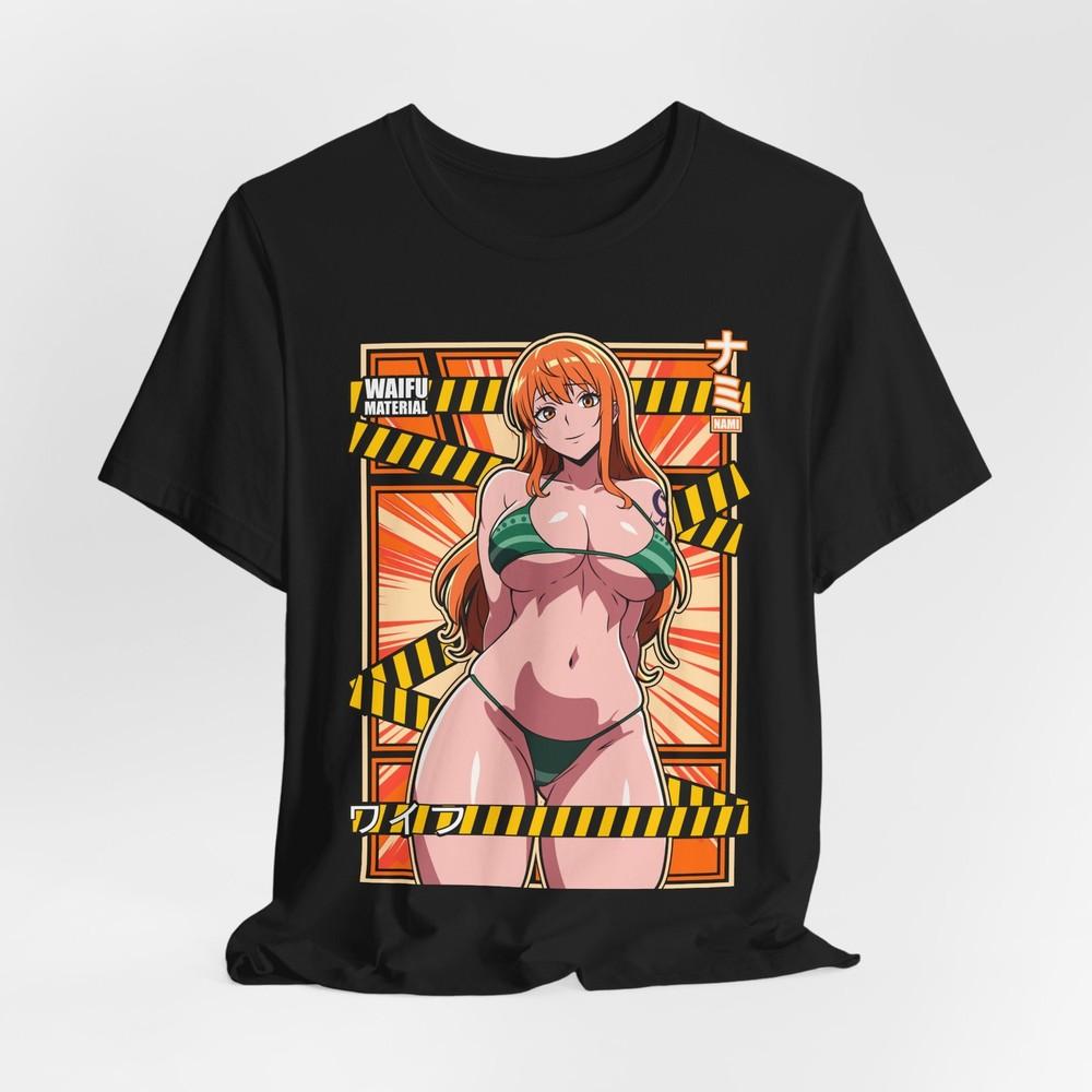 Anime Waifu Graphic Tee for Casual Style, Unisex Jersey Short Sleeve