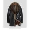 Haining Fur One Man with Wool Thickened Genuine Leather Fur Coat Sheep Skin Raccoon Big Fur Collar Medium Long Men's Clothing