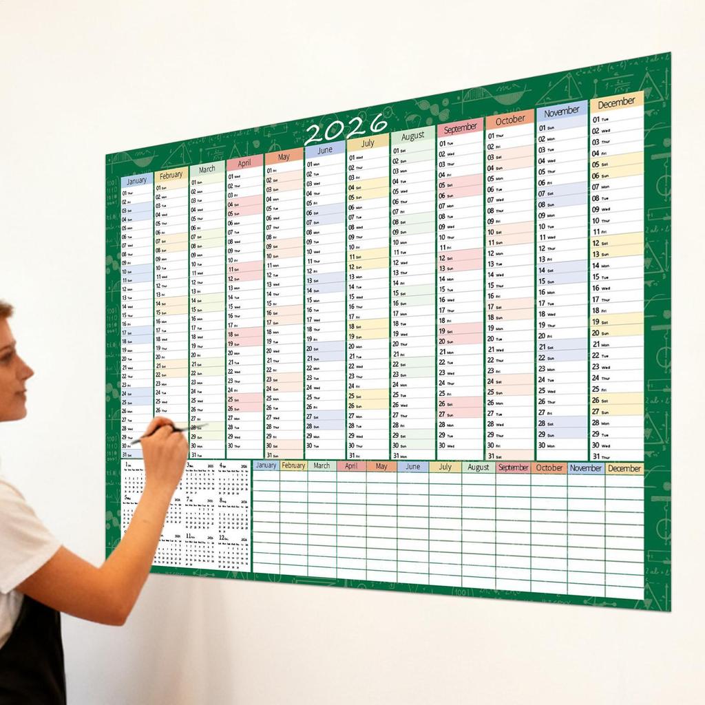 2026 Plan Wall Calendar 74X52.5X0.5cm Large Offices Supplies Monthly Wall Calendar For Mental Study School Task Home Cleaning