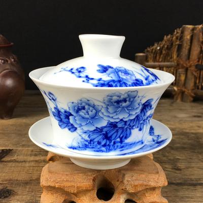 Jingdezhen büyük seramik Gaiwan Çay fincanı El yapımı Çay kasesi Çin Vintage Çay seti Aksesuarları Çay Töreni İçecek Takımı 220ml