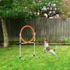 Agility Jump Ring for Dogs, Agility Set for Dogs, Agility Ring 2 in 1 Jump Ring Pole with Carrying Bag Plastic 74.5 x 66 x 91 cm White+Orange