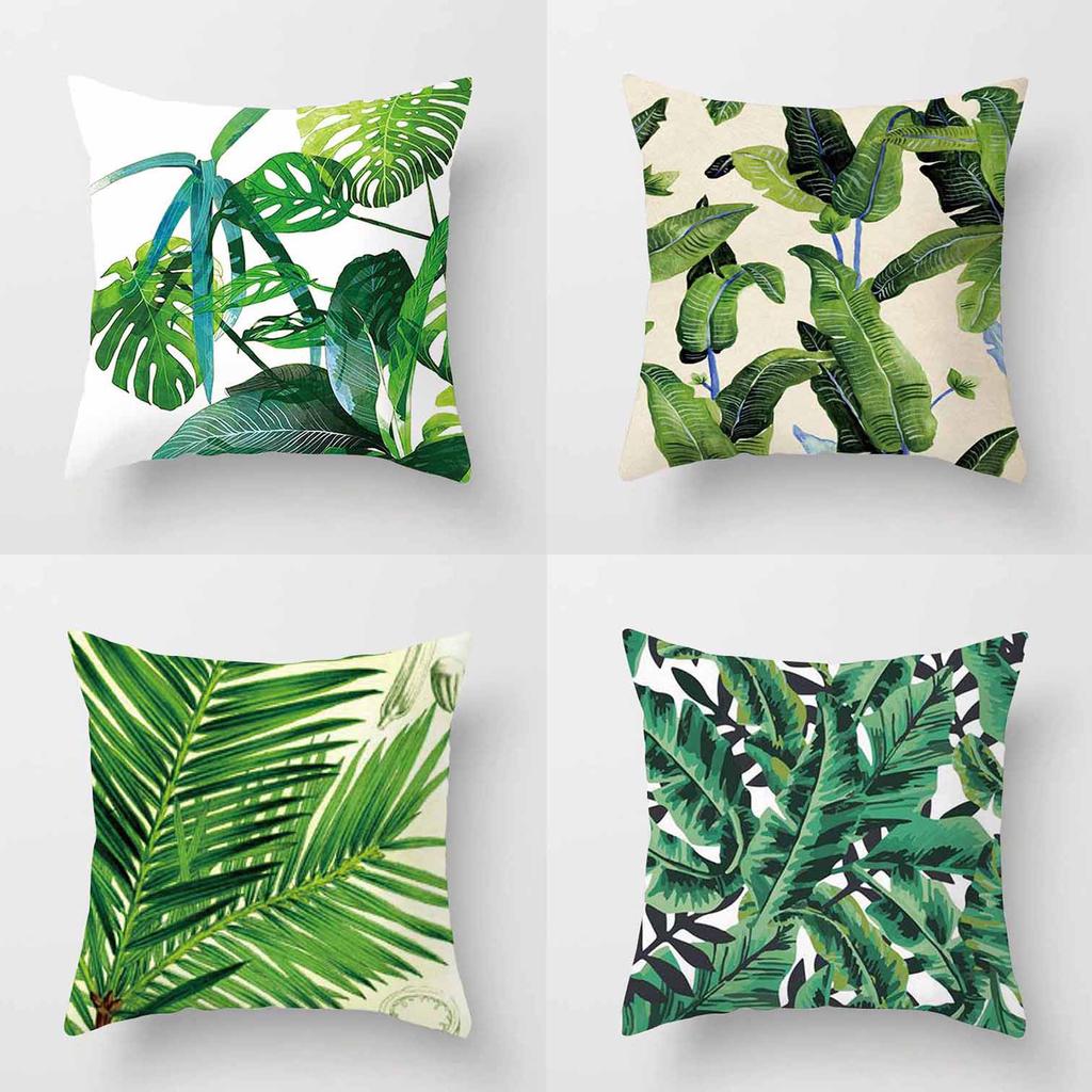 Fashion Tropical Plant Polyester Pillow Case Office Fabric Sofa Cushion Cover Home Polyester Pillow Case
