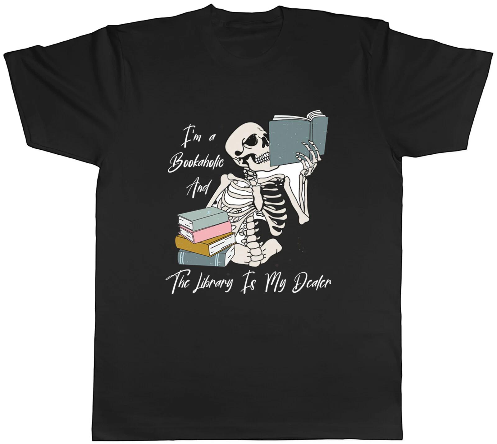 Love Reading Mens T-Shirt I m a Bookaholic & the Library is my Dealer Tee Gift S