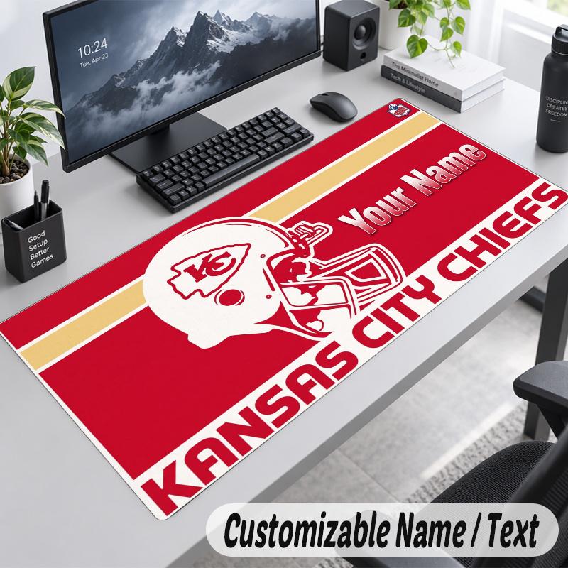 Kansas City Chiefs Personalisierte Große Mauspads Benutzerdefinierter Name Text Erweiterte Schreibtischunterlage Gaming-Mauspad