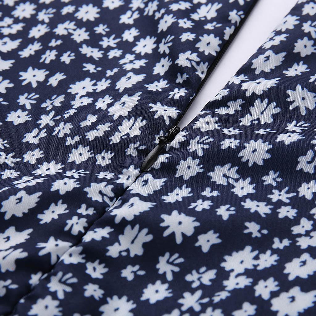 YYFS Women's Fashion Summer Spring Flower Pattern Print Short Sleeve V-Neck High Waist Casual Dresses