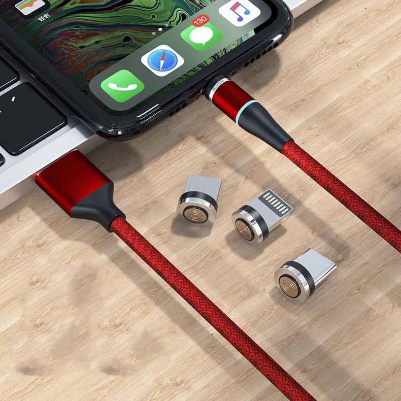 Magnetic Rotating Fast-Charge 3-in-1 Data Cable (5A)