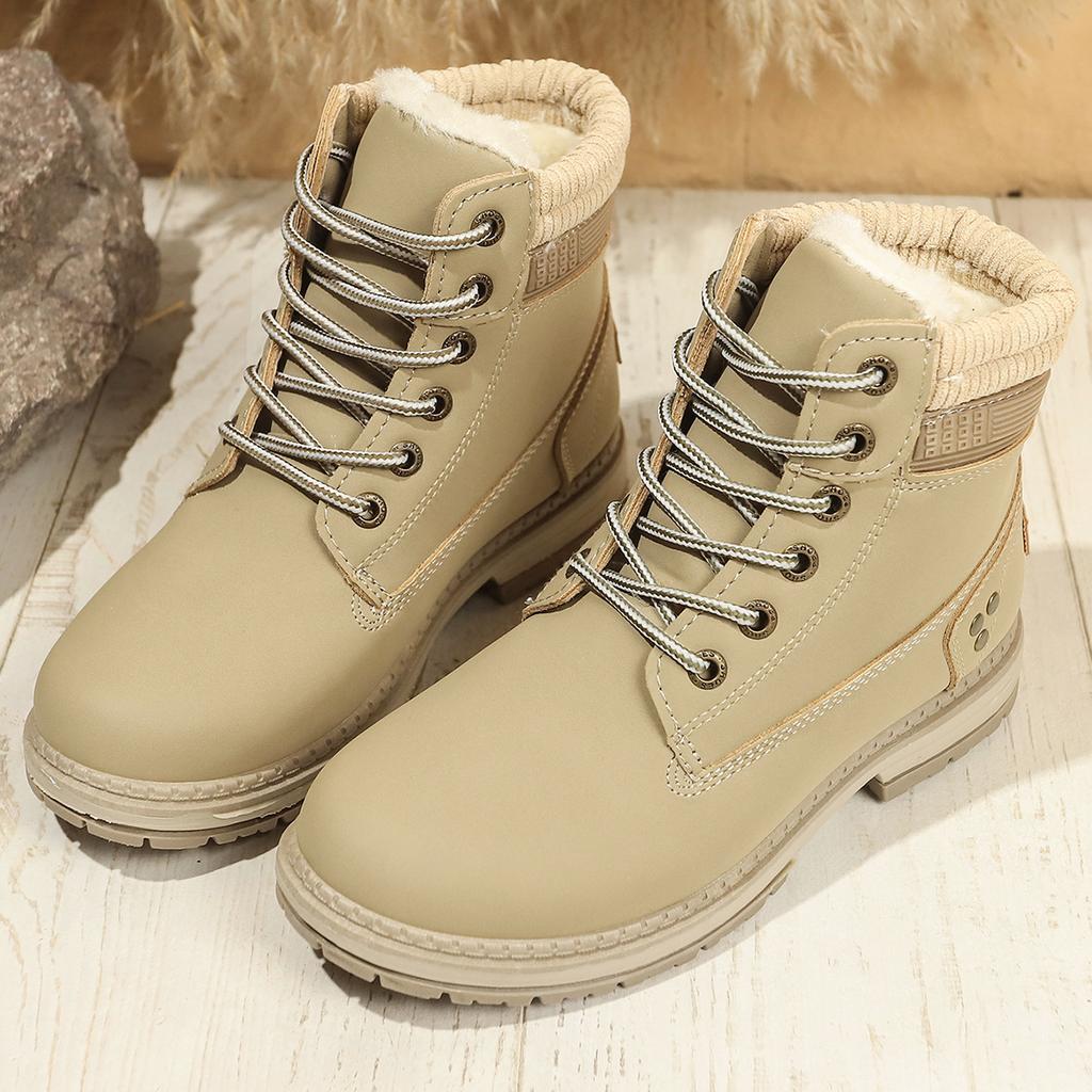 New Velvet Women's Martin Boots British Casual Large Size Flat-bottomed Warm Short Boots Non-slip Women's Shoes