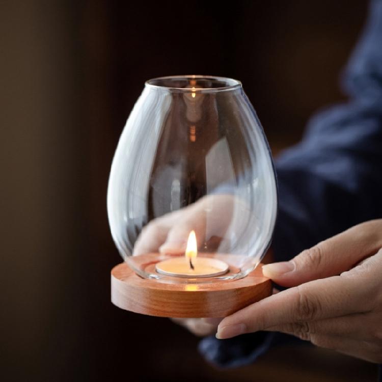 Candle Holder Glass Cover Decorations for Bedroom Farmhouses Candlesticks Decors