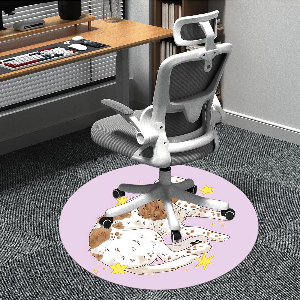 1pc Dog Stars Office Round Rug, Carpet for Office, Gaming, Lightweight Round Floor Mat yy260205071