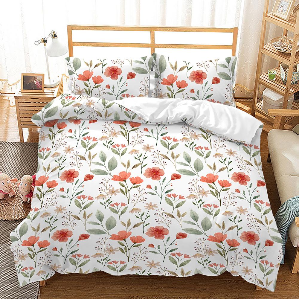 Botanical Leaves Floral Print Duvet Cover Queen King Size Bedding Set Soft Geometric Pattern Quilt Cover With 2 Pillowcases