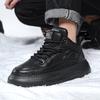 Fashion Mens Winter New Fashion Leather Shoes High Quality Non-Slip Heels Men's Work Shoes Outdoor Thick Bottom Warm Mens Sneakers