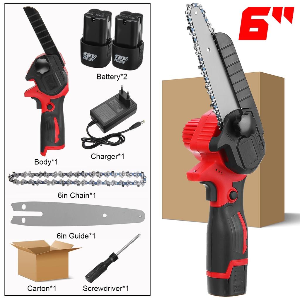 6-Inch Mini Cordless High-Power Electric Chain Saw Garden Tree Feller Wood Cutting Machine