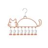 Cat Shape Clothes Drying Rack 8 Clips Capacity Windproof Waterproof Metal Hanger Balcony Sock Drying