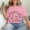 Cute Cat Yoga T Shirts Good Day To Meditate Retro Graphic Tees Women Unisex Short Sleeve Mom Dad Fun Casual Round Neck Tshirts