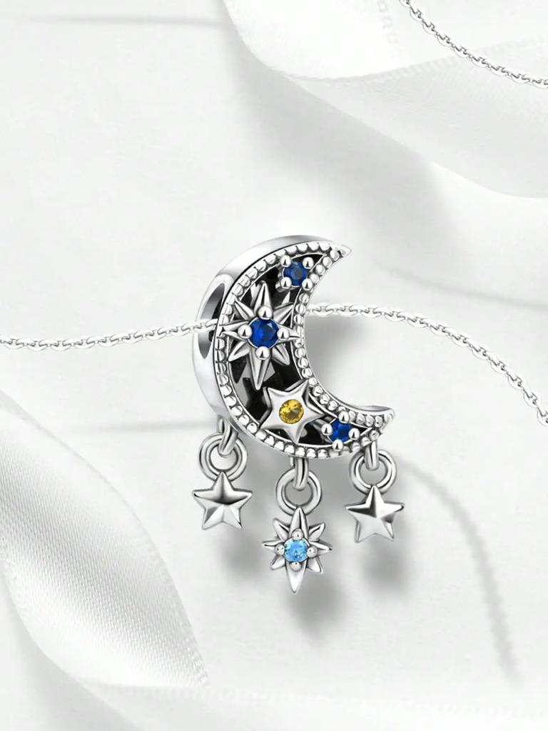 Charms Plata Copper Colors Starry Sky Moon Beads Charm Pendant For Original Bracelet For Women Diy Jewelry Love Gift