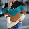 Frühling und Herbst Damen Pullover Rundhals Langarm Mode Dame Casual Tops Warm Lose Strickwaren Pendeln Farbkontrast Design Stil