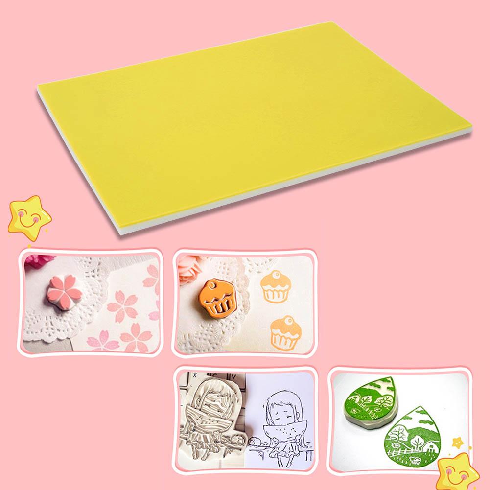 Jelly Rubber Stamp Double Layer Thin Carving Block for DIY Handmade StampsYellow White