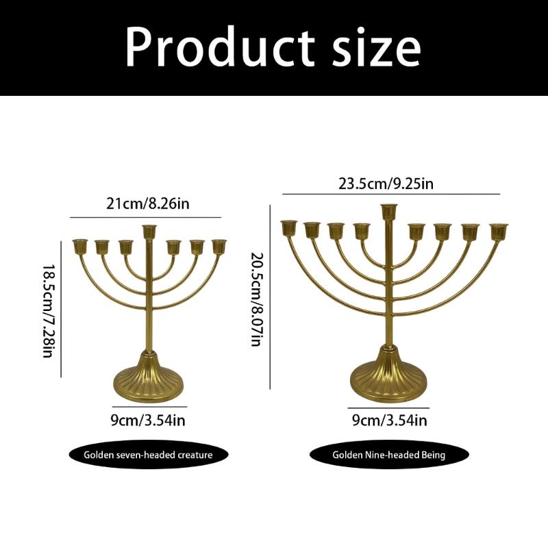 Hanukkah Candelabra Candle Holders Multi Branch Metal Menorah Elegant Jewish Candle Stand for Festives Decorations